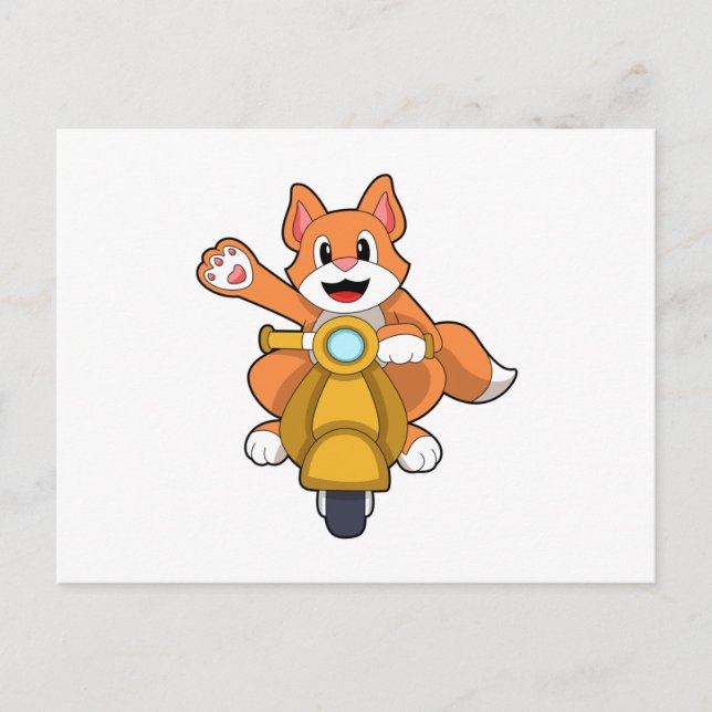 Carte Postale Chat en motard avec scooter.PNG (Devant)