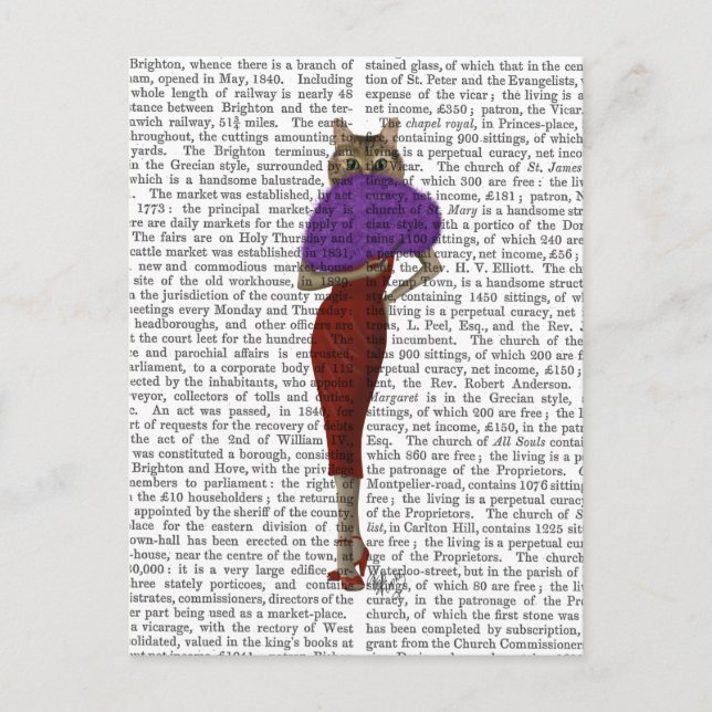 Carte Postale Chat En Robe Rouge (Devant)