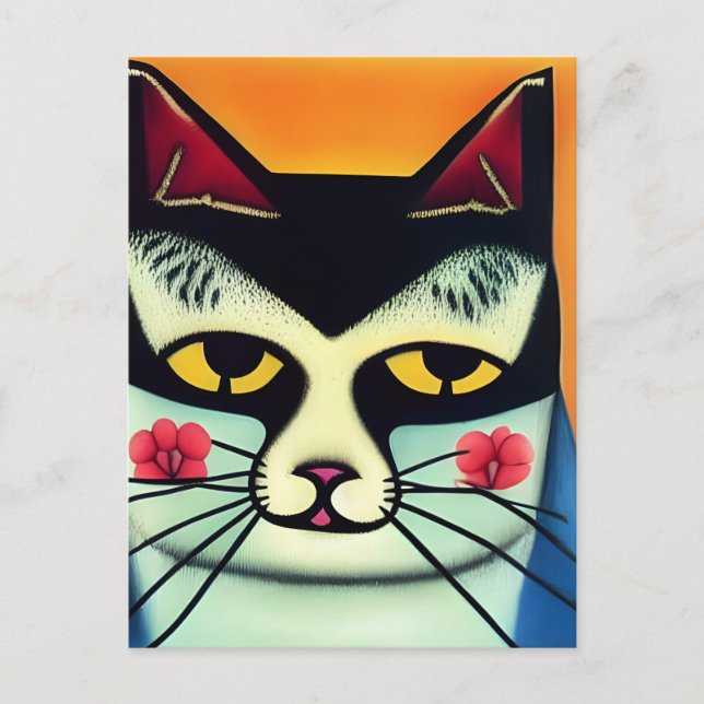 Carte Postale Chat en techniques mixtes  (Devant)