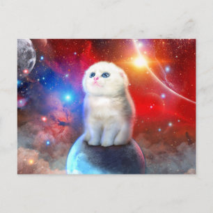 Carte Postale Chat en train de pleurer dans l'espace