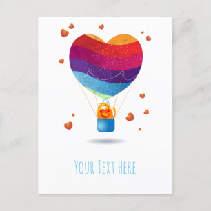 Carte postale Chat et Ballon d'amour