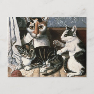 Carte Postale Chat et chatons, c.1872-1883