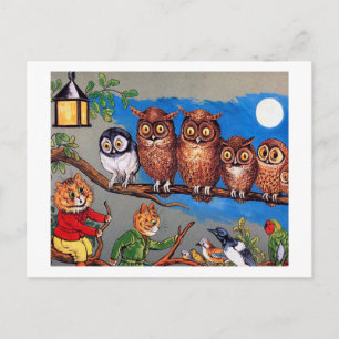 Carte Postale Chat et Chouette, Louis Wain