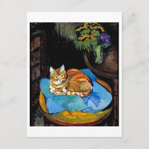 Carte Postale Chat et fleurs en Vase, Suzanne Valadon