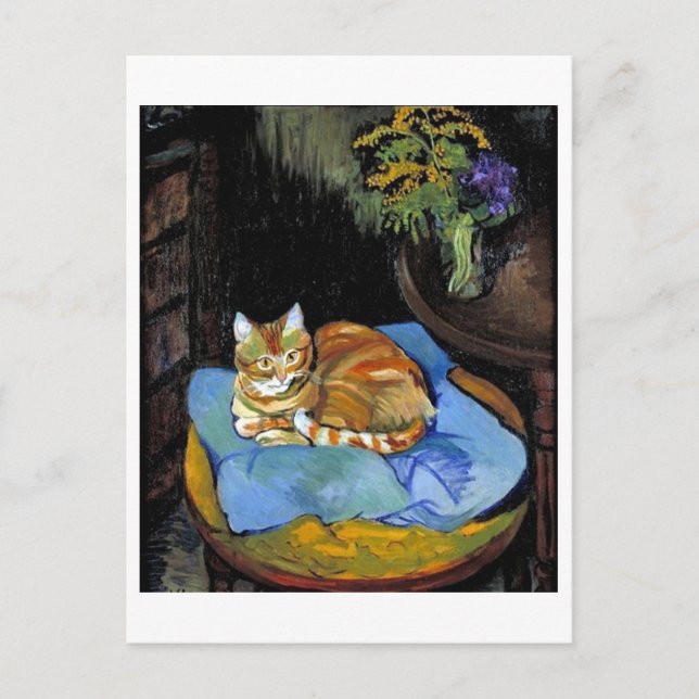 Carte Postale Chat et fleurs en Vase, Suzanne Valadon (Devant)