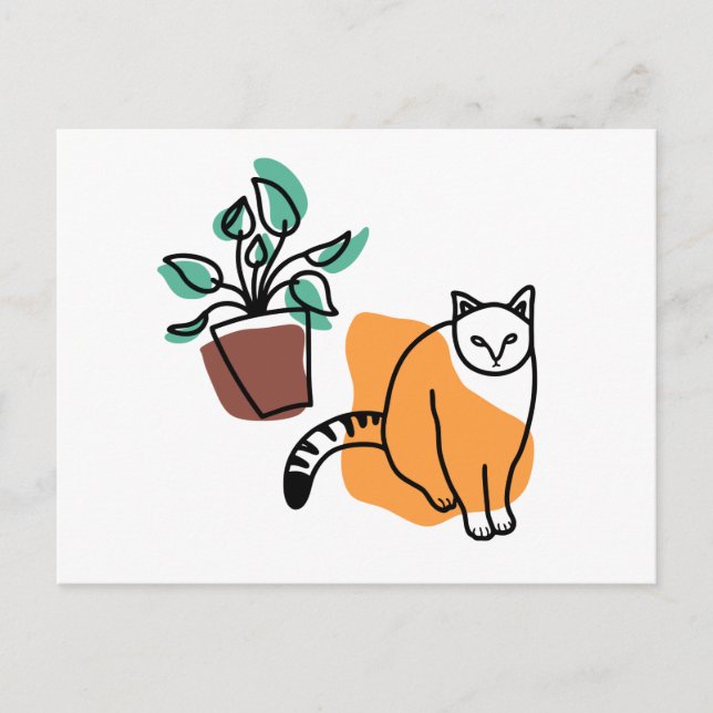 Carte Postale Chat et le plante (Devant)
