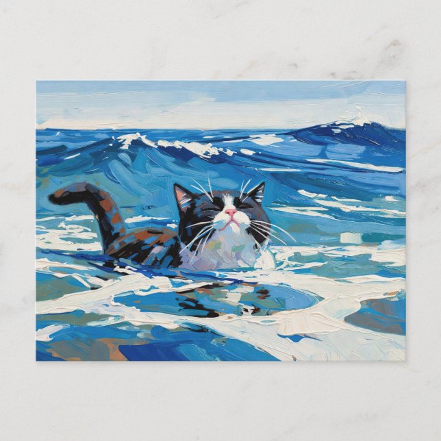 Carte Postale Chat Et L'Océan (#3) (Devant)