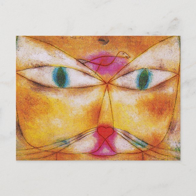 Carte Postale Chat et oiseau par Paul Klee (Devant)