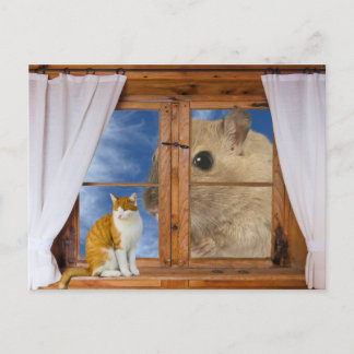 Carte Postale Chat et souris amusant