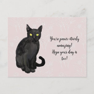 Carte Postale Chat fond floral