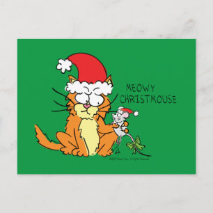 Carte Postale Chat Funny Noël Cartographie mignonne souris souri