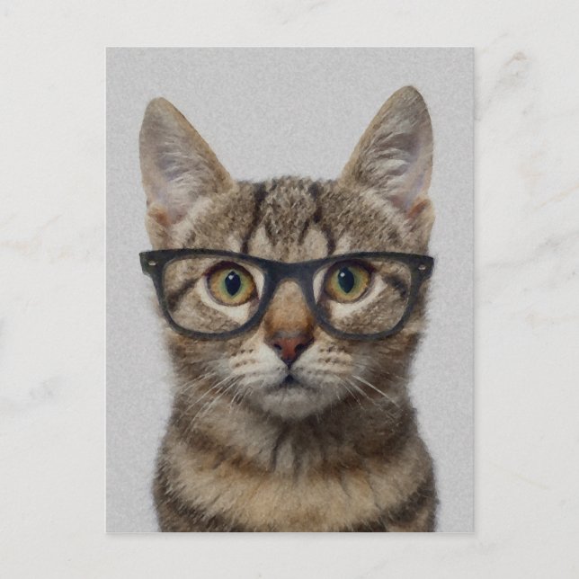 Carte Postale Chat geek (Devant)
