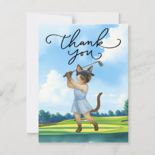 Carte Postale Chat golfeur joue au golf avec un texte de remerci