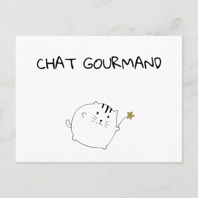 Carte Postale Chat Gourmand (Devant)