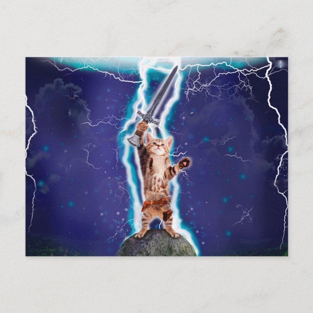 Carte Postale Chat guerrier tonnerre (Devant)