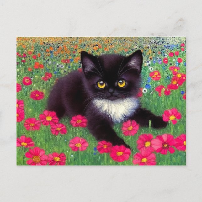Carte Postale Chat Gustav Klimt Tuxedo (Devant)