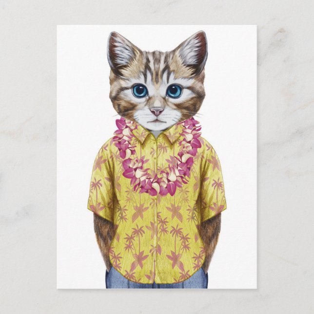 Carte Postale Chat hawaïen (Devant)