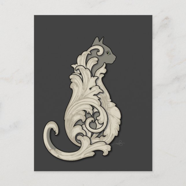 Carte Postale Chat Illustre (Devant)