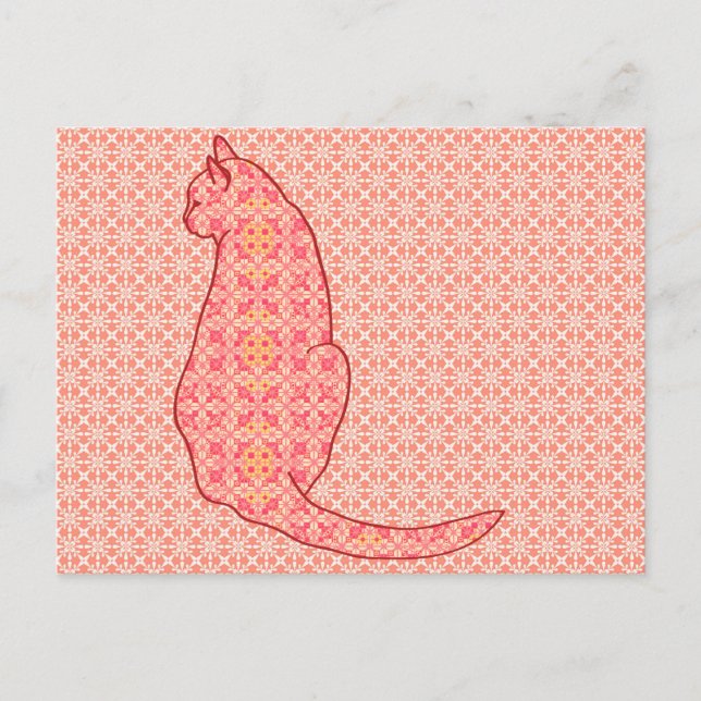 Carte Postale Chat japonais - Coral Orange Batik (Devant)