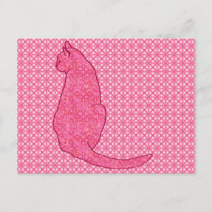 Carte Postale Chat japonais - Fuchsia Pink Batik