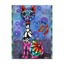 Chat Kitty Abstrait Funky aux Grands Yeux Fantaisi
