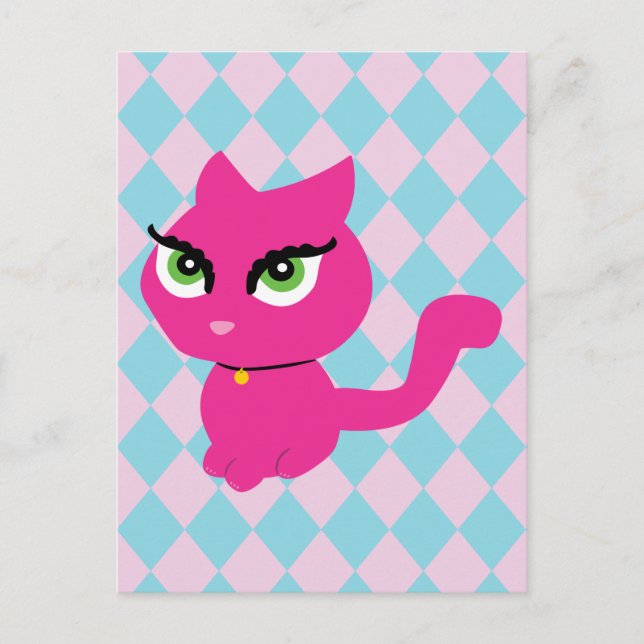 Carte Postale Chat Kitty Rose (Devant)