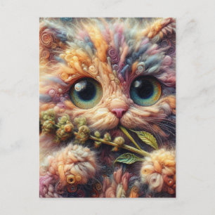 Carte Postale Chat Laineux Adorable Avec Capnip