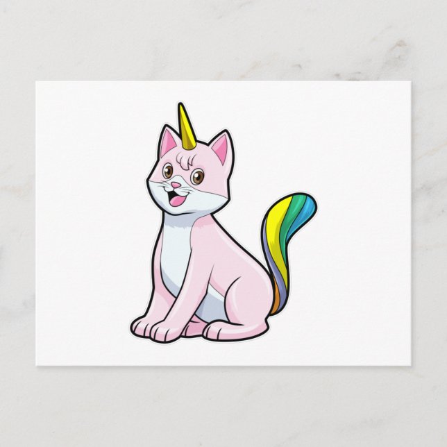 Carte Postale Chat Licorne (Devant)