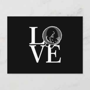 Carte Postale Chat Love sur Décor Noir