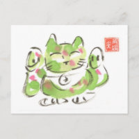 Chat Lucky Vert Maneki Neko