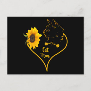 Carte Postale Chat Maman avec tournesol mignonne Amoureux de les