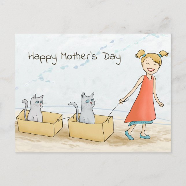 Carte Postale Chat Maman Joyeuse Fête des Mères (Devant)