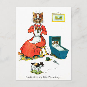 Carte Postale Chat mère et bébé, Louis Wain