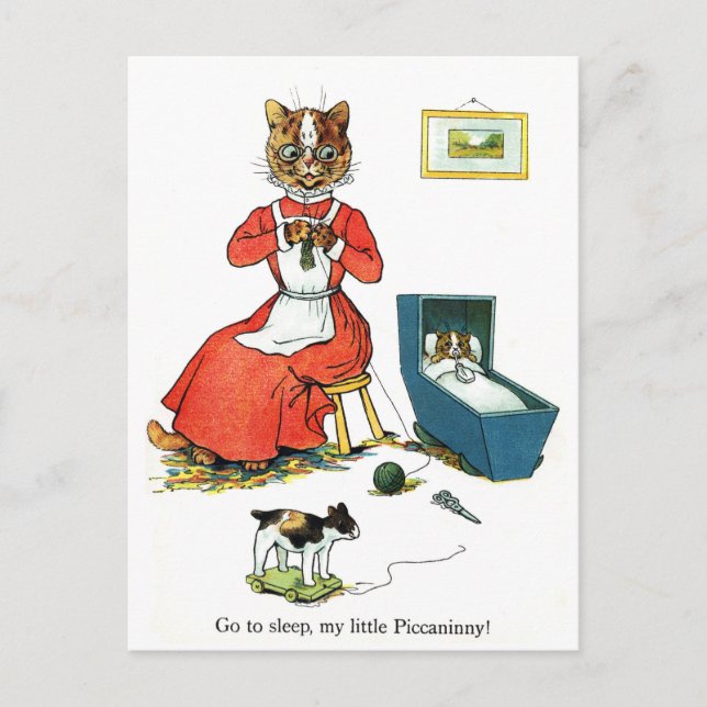 Carte Postale Chat mère et bébé, Louis Wain (Devant)