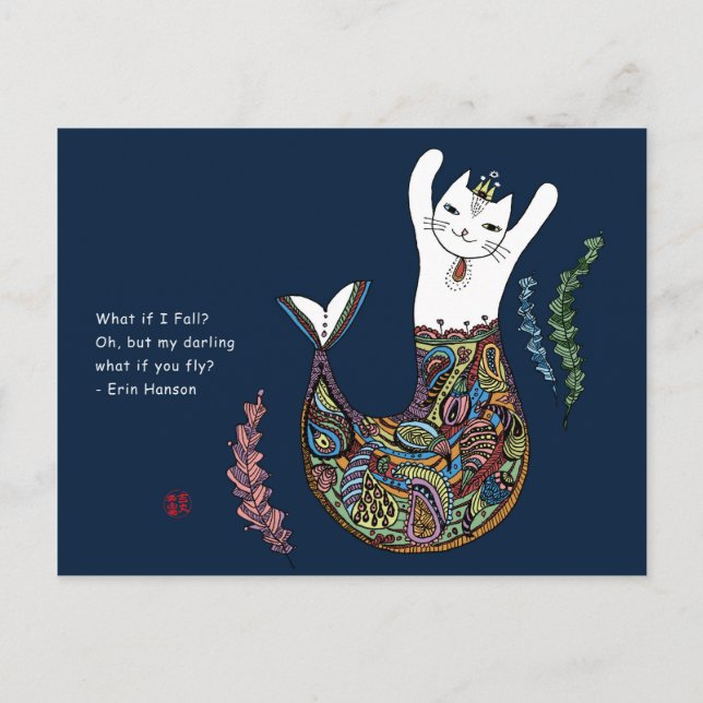 Carte Postale Chat Mermaid (Devant)