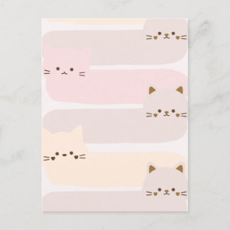 Carte Postale Chat mignon couleur pastel rose jaune brun design