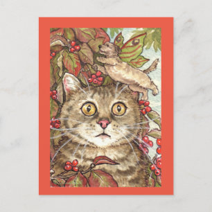 Carte Postale Chat mignon en automne Chien Fée Chien Fée Automne