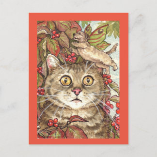 Carte Postale Chat mignon en automne Chien Fée Chien Fée Automne