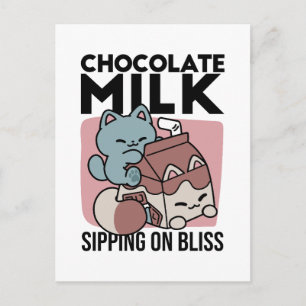 Carte Postale Chat Mignon Lait Chocolat – Boisson Confortable &