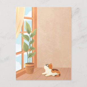 Carte Postale Chat minimaliste confortable à la maison