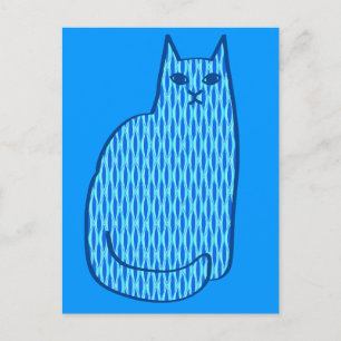 Carte Postale Chat moderne du milieu du siècle, Cobalt et Bleu c