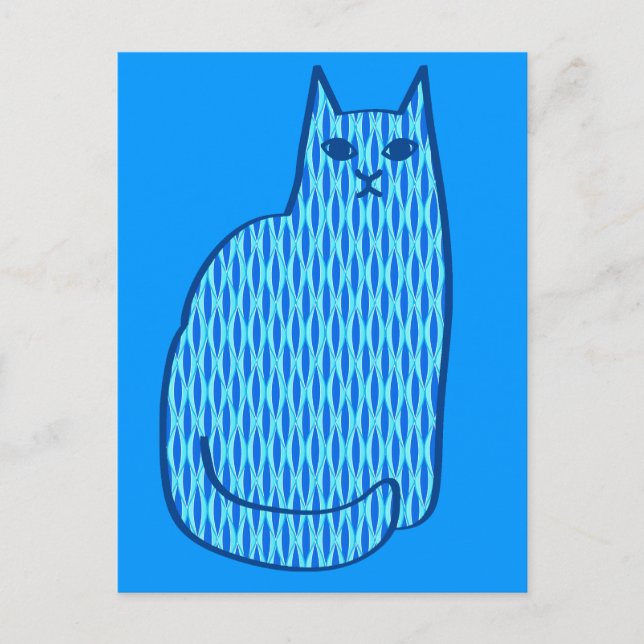 Carte Postale Chat moderne du milieu du siècle, Cobalt et Bleu c (Devant)