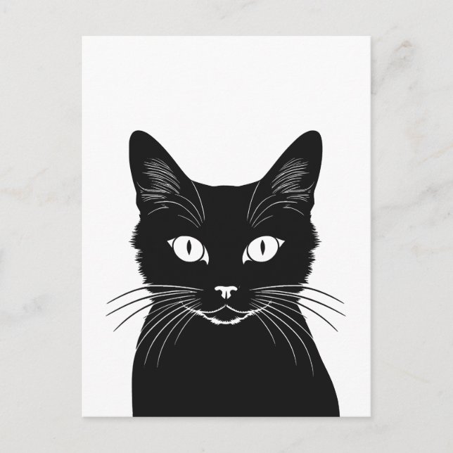 Carte Postale chat noir (Devant)