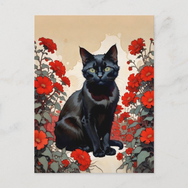 Carte Postale chat noir (Devant)