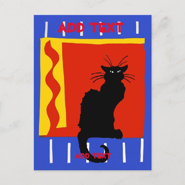 Carte Postale Chat noir à flamme, modifier le texte (Devant)