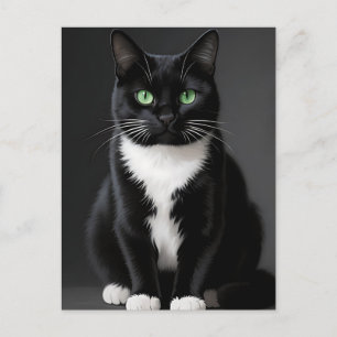 Carte Postale Chat Noir aux Yeux d'Émeraude