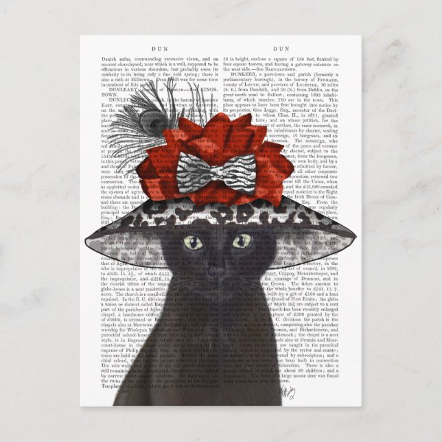 Carte Postale Chat noir avec Casquette fabuleux (Devant)