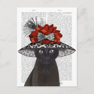 Carte Postale Chat noir avec Casquette fabuleux