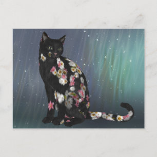 Carte Postale Chat noir Daisy confortable