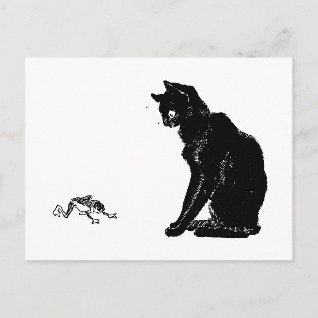 Carte Postale Chat noir et grenouille, Alexandre Steinlen (Devant)
